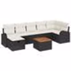 vidaXL Ensemble de Canapé de Jardin 8 Pièces avec Coussins Noir Rattan
