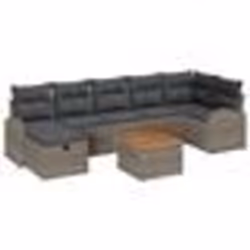 vidaXL Ensemble de Canapé de Jardin 8 Pièces Coussins Gris Rattan Poly