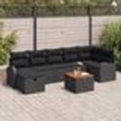 vidaXL Ensemble de canapés de jardin 8 pièces avec coussins Noir Poly Rattan