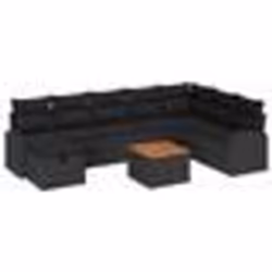 vidaXL Canapé de jardin 9 pièces avec coussins noirs en poly rotin