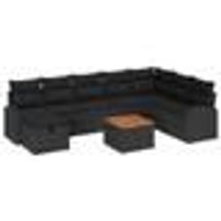 vidaXL Canapé de jardin 9 pièces avec coussins noirs en poly rotin
