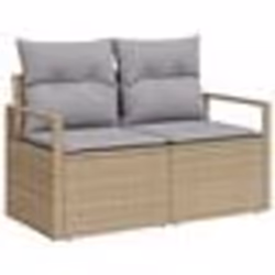 Ensemble de Canapé de Jardin 7 Pièces avec Coussins Beige Poly Rattan