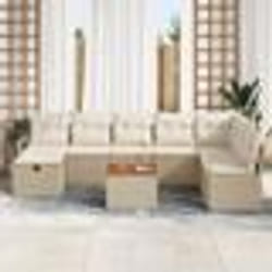 Ensemble de canapé de jardin de 9 pièces avec coussins en poly rattan beige