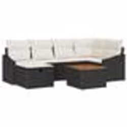 vidaXL Ensemble de Canapé de Jardin 7 Pièces avec Coussins Noir Poly Rattan