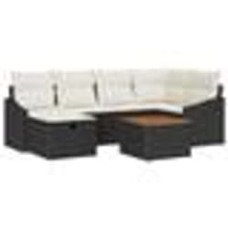 vidaXL Ensemble de Canapé de Jardin 7 Pièces avec Coussins Noir Poly Rattan