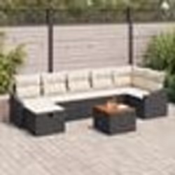 vidaXL Ensemble de Canapé de Jardin 8 Pièces avec Coussins Noir Poly Rattan