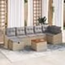 vidaXL Ensemble de Canapés de Jardin 8 Pièces avec Coussins Beige Poly Rattan