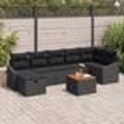 vidaXL Ensemble de canapé de jardin 8 pièces avec coussins noir poly rattan