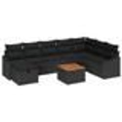 vidaXL Ensemble de salon de jardin de 9 pièces avec coussins Noir Poly Rattan
