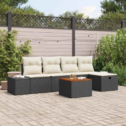 vidaXL Ensemble de canapé de jardin 6 pièces avec coussins en rotin synthétique noir