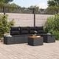 vidaXL Set de Canapé de Jardin de 6 Pièces avec Coussins en Poly Rattan Noir