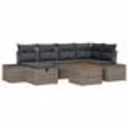vidaXL Ensemble de sofa de jardin 7 pièces avec coussins Gris poly rattan