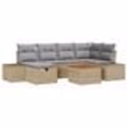 vidaXL Ensemble de sofa de jardin 7 pièces coussins Beige Poly Rattan