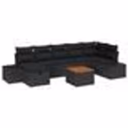 vidaXL Ensemble de canapé de jardin 8 pièces avec coussins Noir Rotin Synthétique