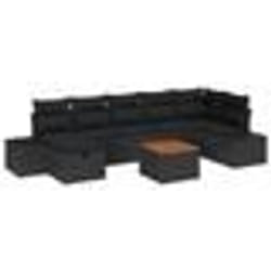 vidaXL Ensemble de canapé de jardin 8 pièces avec coussins Noir Rotin Synthétique