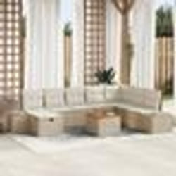 vidaXL Ensemble de canapé de jardin 9 pièces avec coussins Beige Poly Rattan