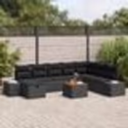 vidaXL Ensemble canapé jardin 9 pièces avec coussins noir poly rattan