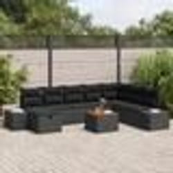 vidaXL Ensemble canapé jardin 9 pièces avec coussins noir poly rattan