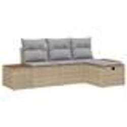 vidaXL Ensemble de canapé de jardin 4 pièces avec coussins Beige Poly Rotin