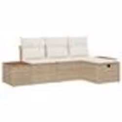 vidaXL Ensemble de canapé de jardin de 4 pièces avec coussins beige en poly rotin