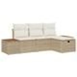 vidaXL Ensemble de canapé de jardin de 4 pièces avec coussins beige en poly rotin