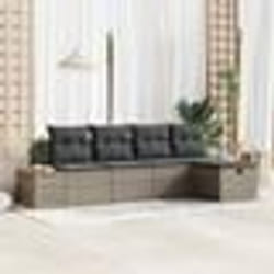 vidaXL Ensemble de 5 pièces de canapés de jardin avec coussins gris en poly rotin