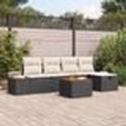 vidaXL Ensemble de canapé de jardin 6 pièces avec coussins noir poly rotin