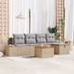 vidaXL Ensemble de 6 Canapés de Jardin avec Coussins Beige Rattan Poly