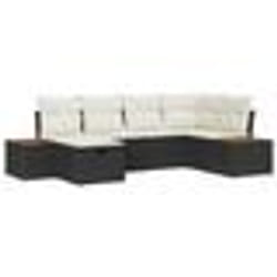 vidaXL Ensemble de Canapés de Jardin 6 Pièces avec Coussins en Rotin Poly Noir