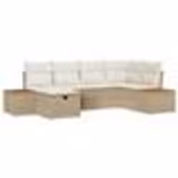 vidaXL Ensemble de canapé de jardin 6 pièces avec coussins Beige Poly Rattan
