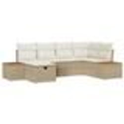 vidaXL Ensemble de canapé de jardin 6 pièces avec coussins Beige Poly Rattan