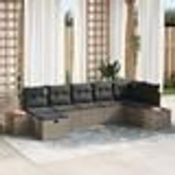 vidaXL Ensemble de canapé de jardin 7 pièces avec coussins gris en poly rattan