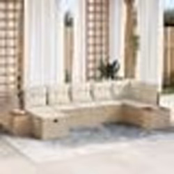 vidaXL Ensemble de 7 Pièces de Canapé de Jardin avec Coussins Beige en Rattan