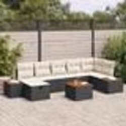 vidaXL Ensemble de Canapé de Jardin 8 Pièces avec Coussins Noir Poly Rattan