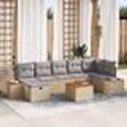vidaXL Ensemble de canapé de jardin 8 pièces avec coussins beige poly rotin