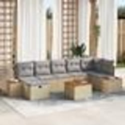 vidaXL Ensemble de canapé de jardin 8 pièces avec coussins beige poly rotin