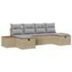 vidaXL Ensemble de canapés de jardin 6 pièces avec coussins beige rattan poly