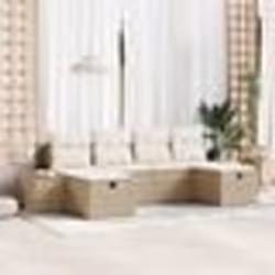 vidaXL Ensemble de Canapés de Jardin de 6 Pièces avec Coussins Beige Poly Rattan