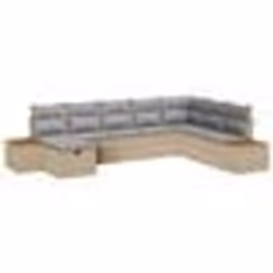 vidaXL Ensemble de canapé de jardin 8 pièces avec coussins Beige Rotin Poly