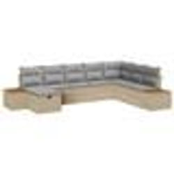 vidaXL Ensemble de canapé de jardin 8 pièces avec coussins Beige Rotin Poly