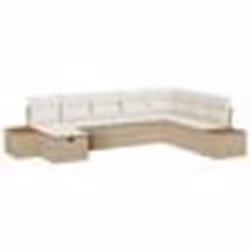 vidaXL Ensemble de canapé de jardin 8 pièces avec coussins Beige Poly Rotin
