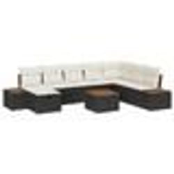 vidaXL Ensemble de canapé de jardin 9 pièces avec coussins noir en rotin synthétique