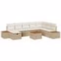 vidaXL Ensemble de Canapé de Jardin 9 Pièces avec Coussins Beige Rattan Poly