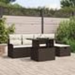 vidaXL Ensemble de canapé de jardin 6 pièces avec coussins marron en poly rattan