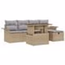 vidaXL Ensemble de Sofa de Jardin 6 Pièces avec Coussins Beige Poly Rotin