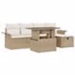 vidaXL Ensemble de Canapés de Jardin 6 Pièces avec Coussins Beige Rattan