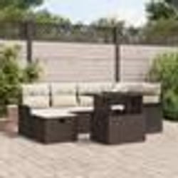 vidaXL Ensemble de Canapé de Jardin 7 pièces avec Coussins Marron Rattan Synthétique