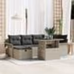 vidaXL Canapé de jardin 7 pièces avec coussins gris clair en rotin poly
