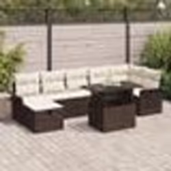vidaXL Ensemble de Canapés de Jardin de 8 Pièces avec Coussins en Poly Rotin Brun