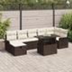 vidaXL Ensemble de Canapés de Jardin de 8 Pièces avec Coussins en Poly Rotin Brun